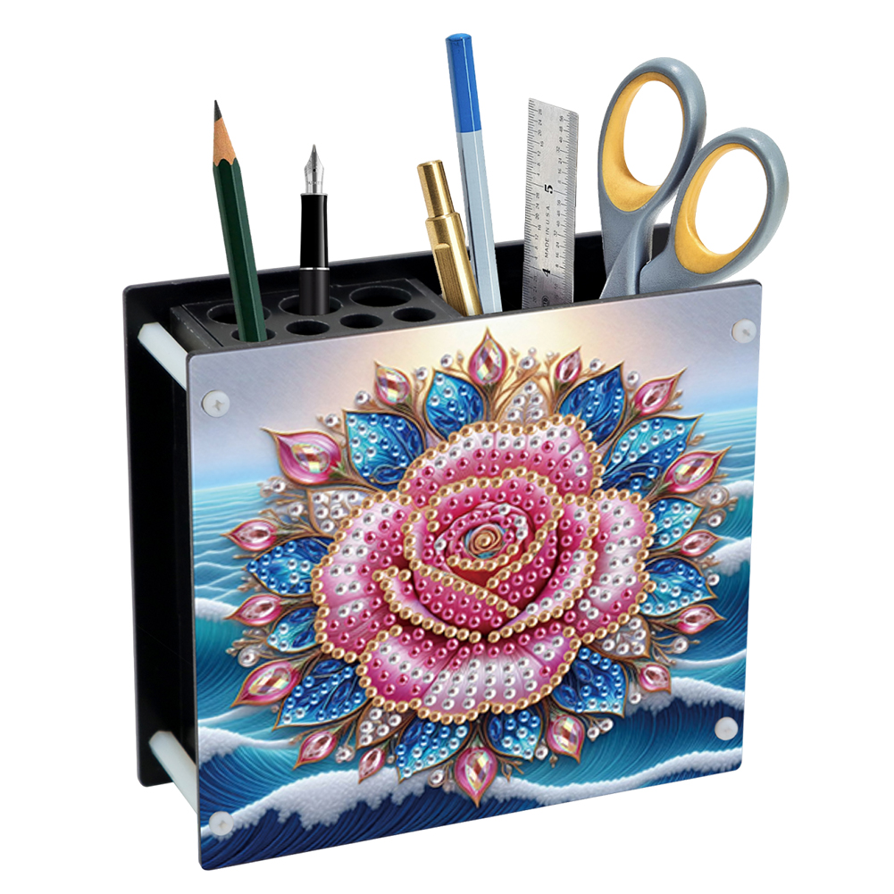Acrylic Special Shaped DIY Diamond Painting Pencil Holder Organizer (Flower)