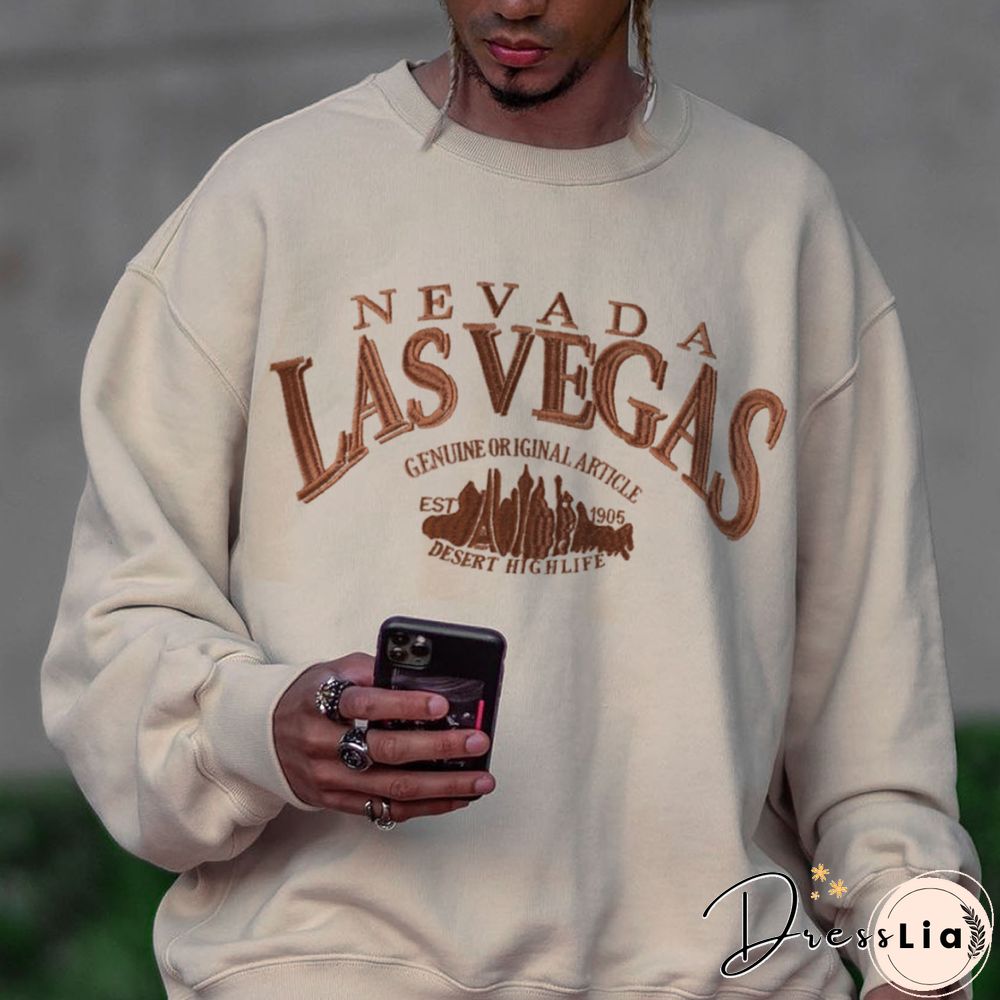 Oversized Nevada Lasvegas Vintage Round Neck Sweater