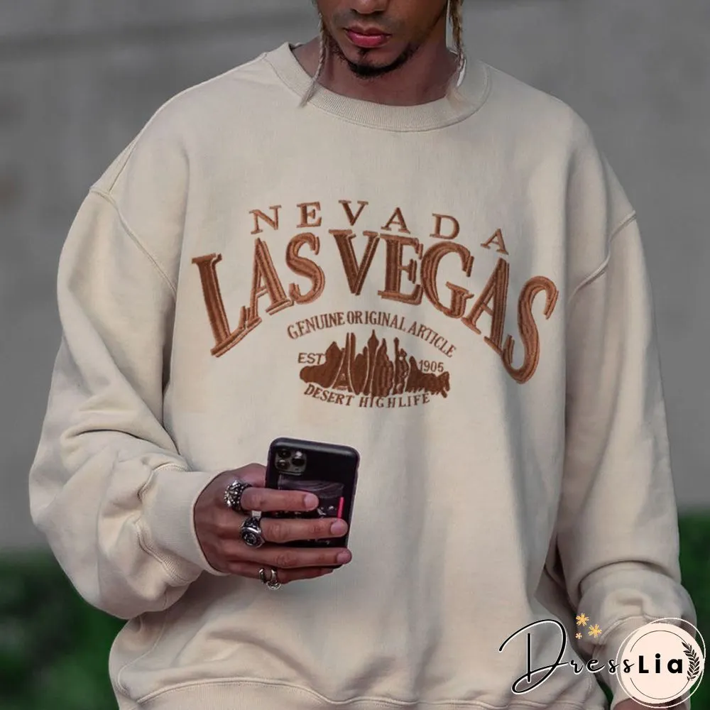 Oversized Nevada Lasvegas Vintage Round Neck Sweater