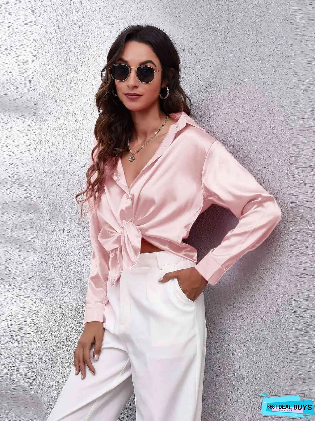 Collared Neck Buttoned Long Sleeve Shirt