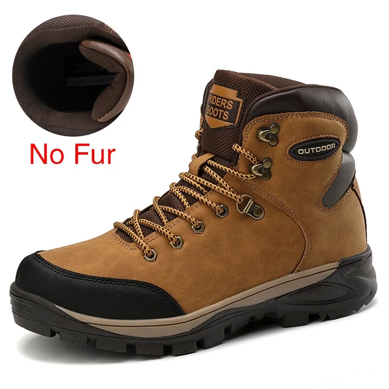 DEKABR Split Leather Men Waterproof Warm Boots Men Casual Shoes Fashion Ankle Boots For Men High Top Outdoor Winter Men Boots