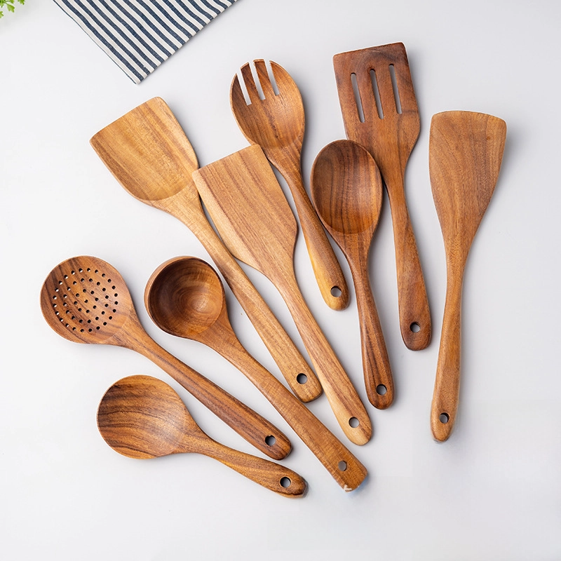 Teak Solid Wood Spatula Non-stick Frying Spatula Cooking Kitchenware 7-piece Wooden Spatula Soup Spoon Colander Full Set Tableware