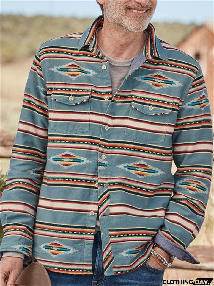 Vintage Button Up Men's Aztec Shirt