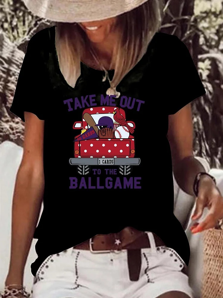 Take Me Out to the Ballgame Raw Hem Tee-Annaletters