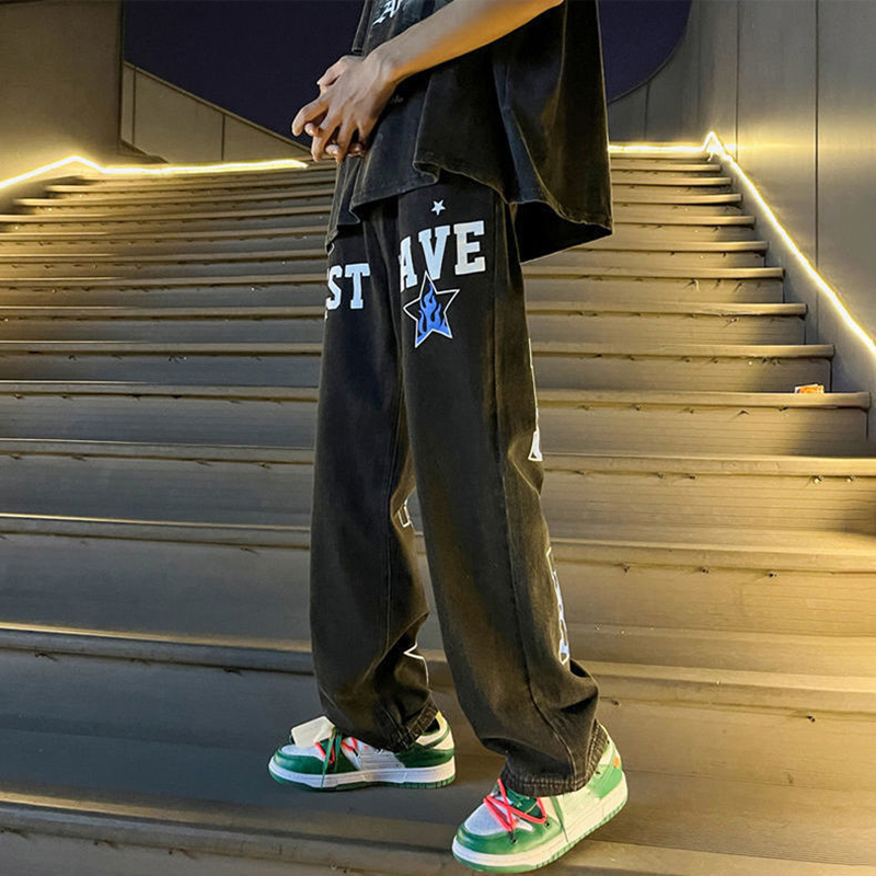 Sopula American High Street Hip Hop Printed Letter Jeans - Sopula｜Premium Graphic Tees & Graphic Clothing