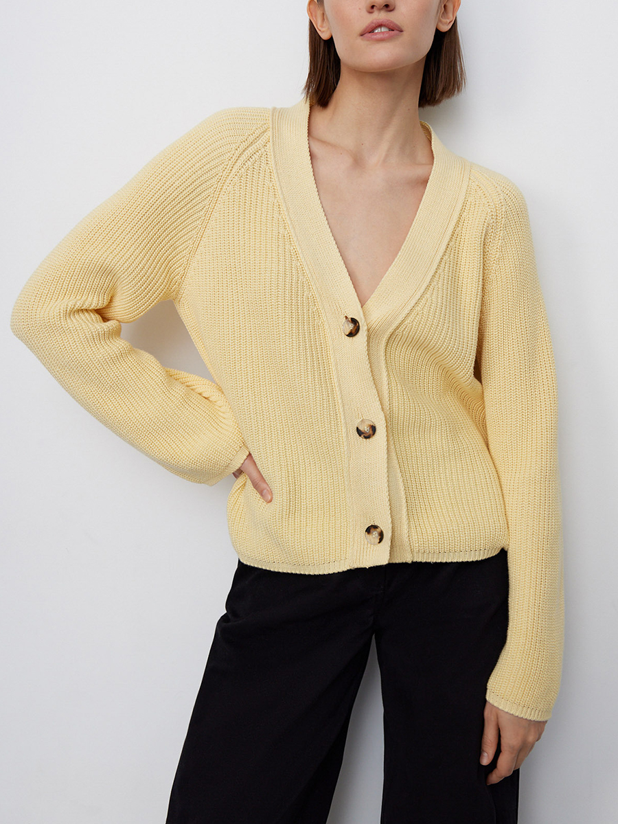 V Neck Single-breasted Loose Sweater Cardigan