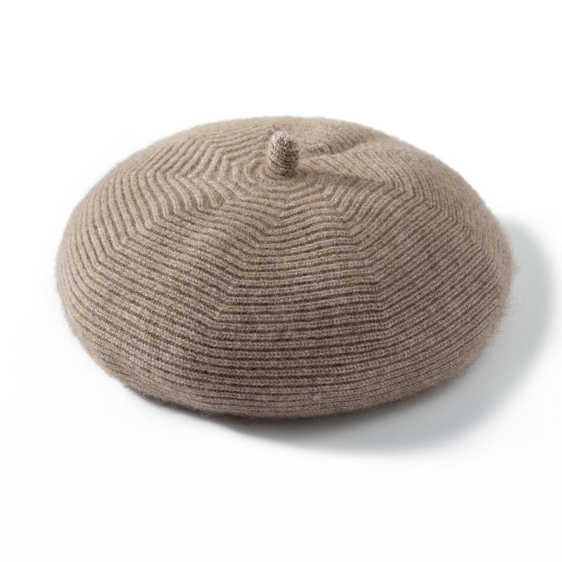 100% Cashmere Beret Stripe Style REAL SILK LIFE