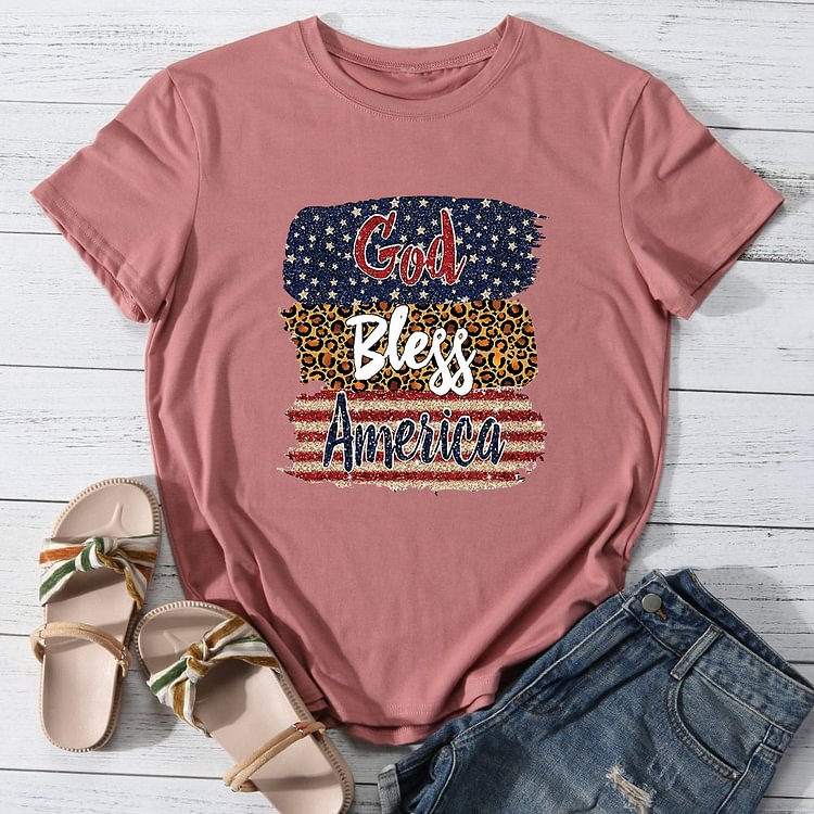 Gold Bless America T-Shirt Tee -014124