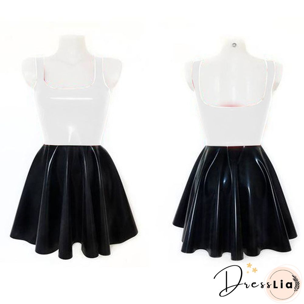 Plus Size A-line Sleeveless Mini Dress Ladies Splicing Color Pleated PVC Dress Summer High Street Sundress Fashion Streetwear