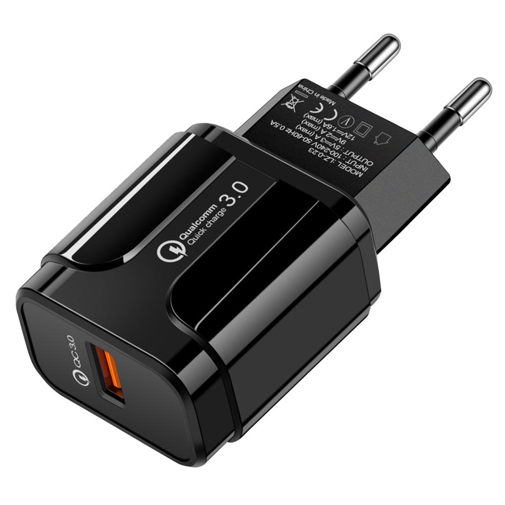 

QC3.0 18W Fast Charging Charger Adapter for Xiaomi Huawei iPhone, Black, 501 Original