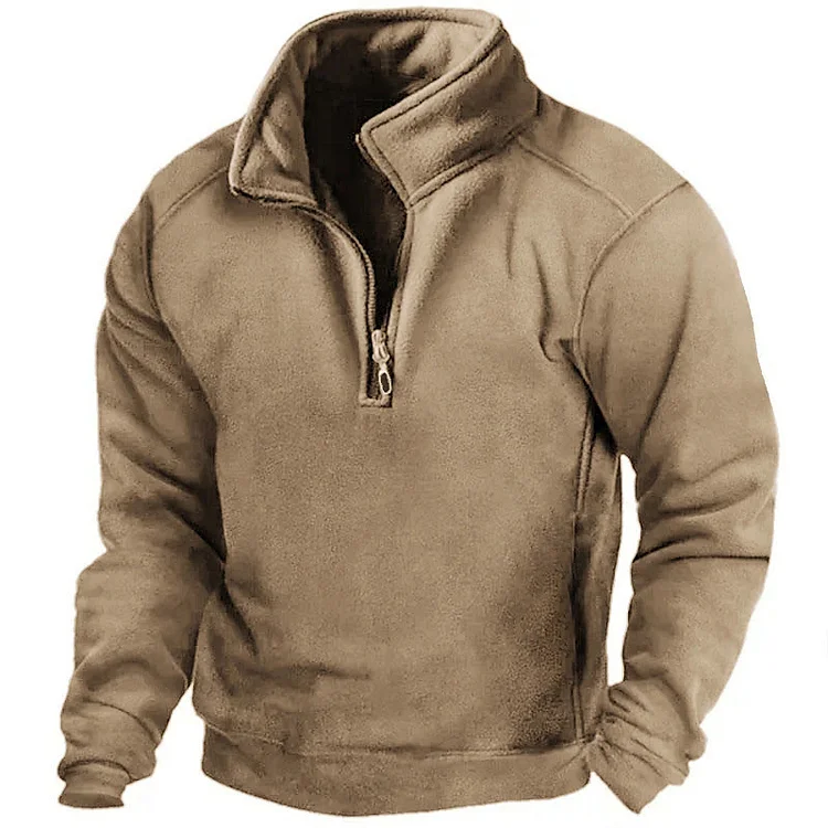 VChics Men's Men's Fleece Insulated Outdoor Standing Collar Sweatshirt