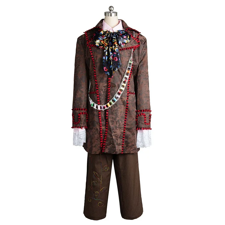 Alice In Wonderland Johnny Depp Mad Hatter Jacket Pants Tie 6 pcs Costume