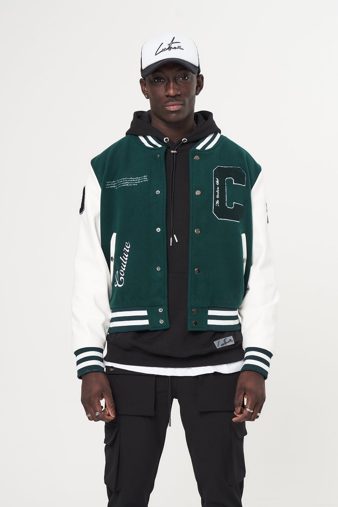 COLLEGE GREEN VARSITY BOMBER JACKET - GREEN