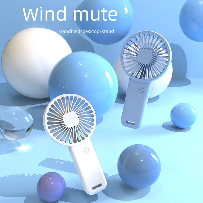 New Handheld Fan Usb Charging Small Fan Portable Mini Dormitory Desktop Silent Gift Logo