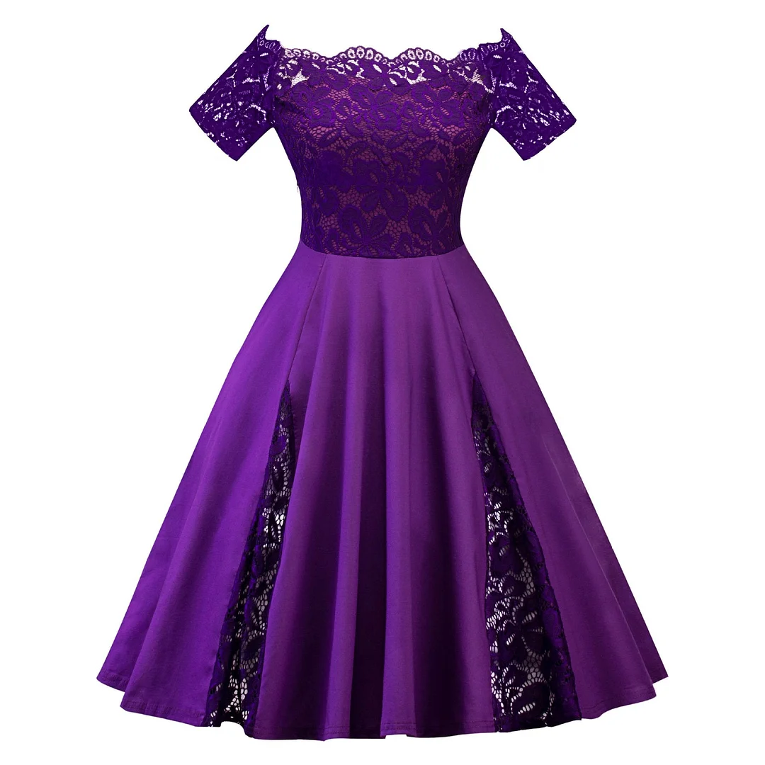 Dresses For A Wedding Lace Patchwork Plus Size Swing Dresses