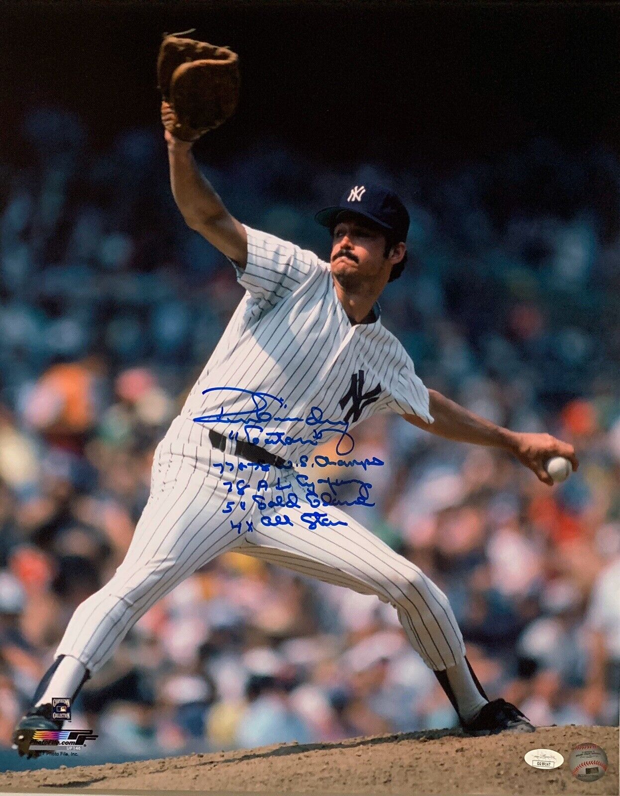 Ron Guidry #49 New York Yankees Autographed 5 Inscription STAT 16x20 JSA