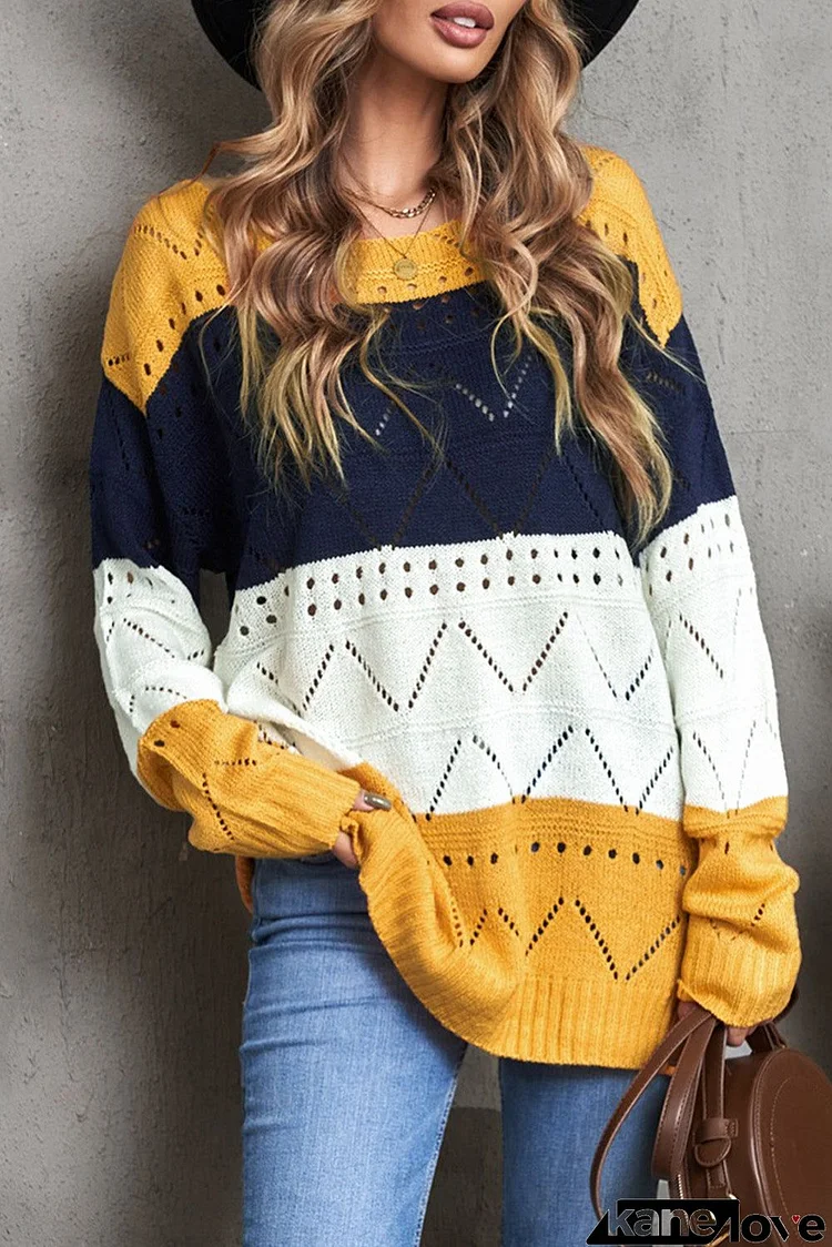 Yellow Color Block Sweater