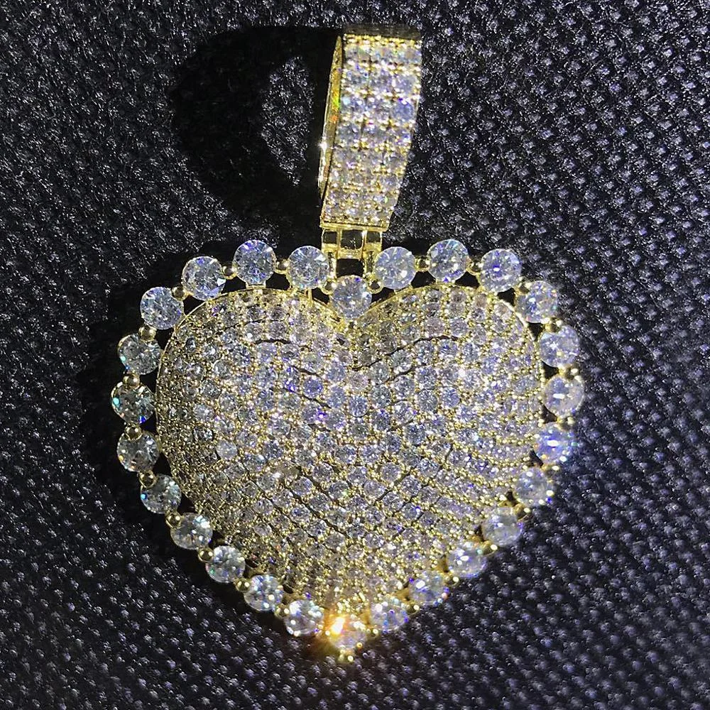 Bling Iced Out Heart Pendant 5 Colors Necklace Hip Hop Jewelry-VESSFUL