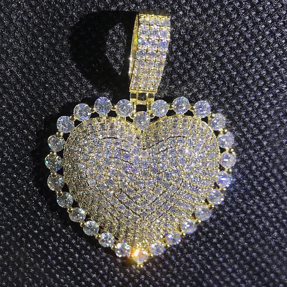 Bling Iced Out Heart Pendant 5 Colors Necklace Hip Hop Jewelry-VESSFUL