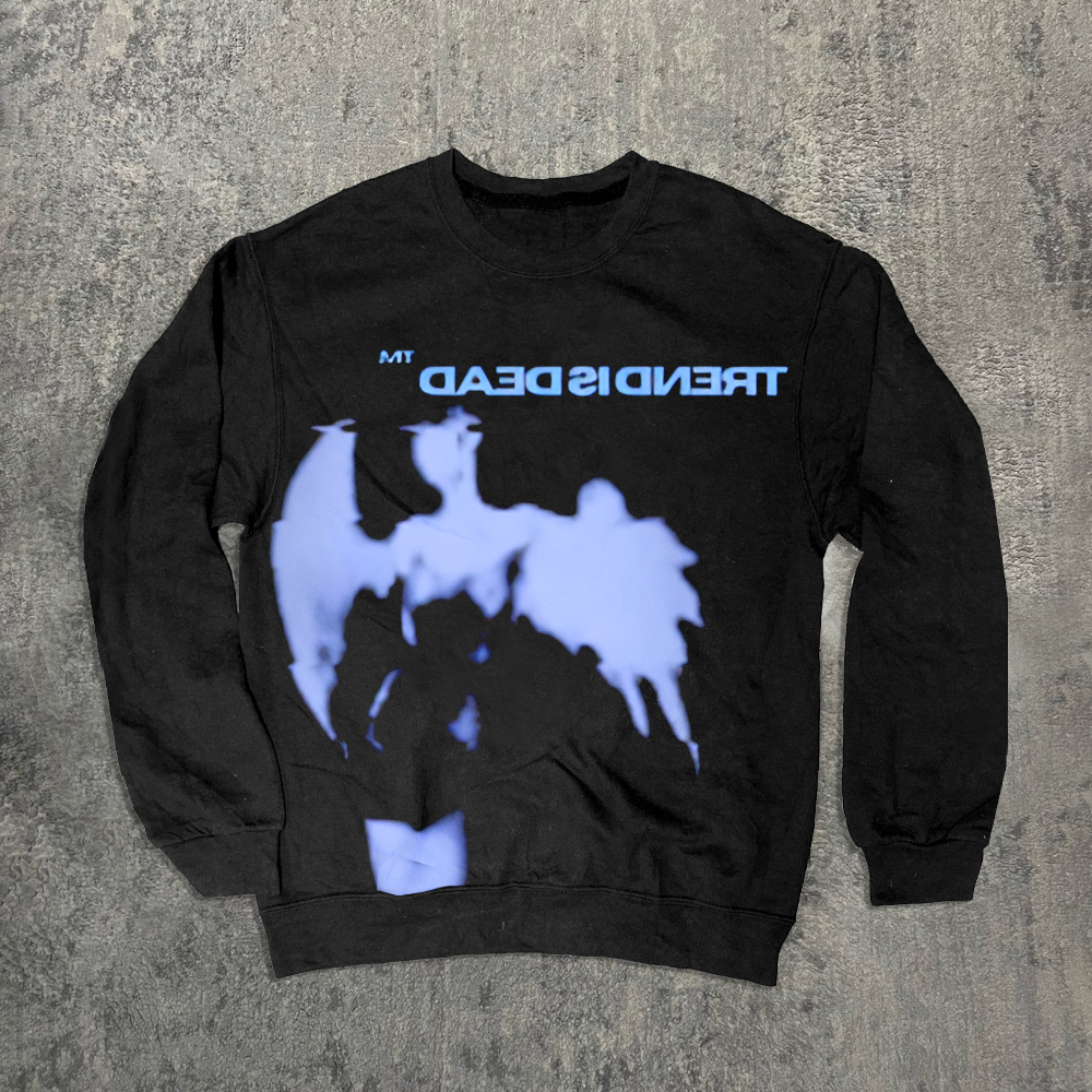 Oversized Abstract Graphic Black Crewneck Sweatshirt