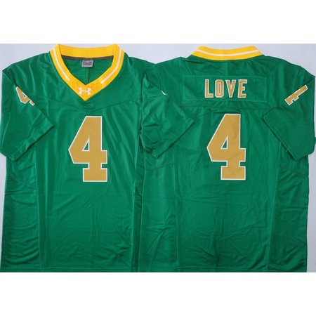 Men's Notre Dame Fighting Irish #4 Jeremiyah Love Green Stitched Jersey 0A1L
