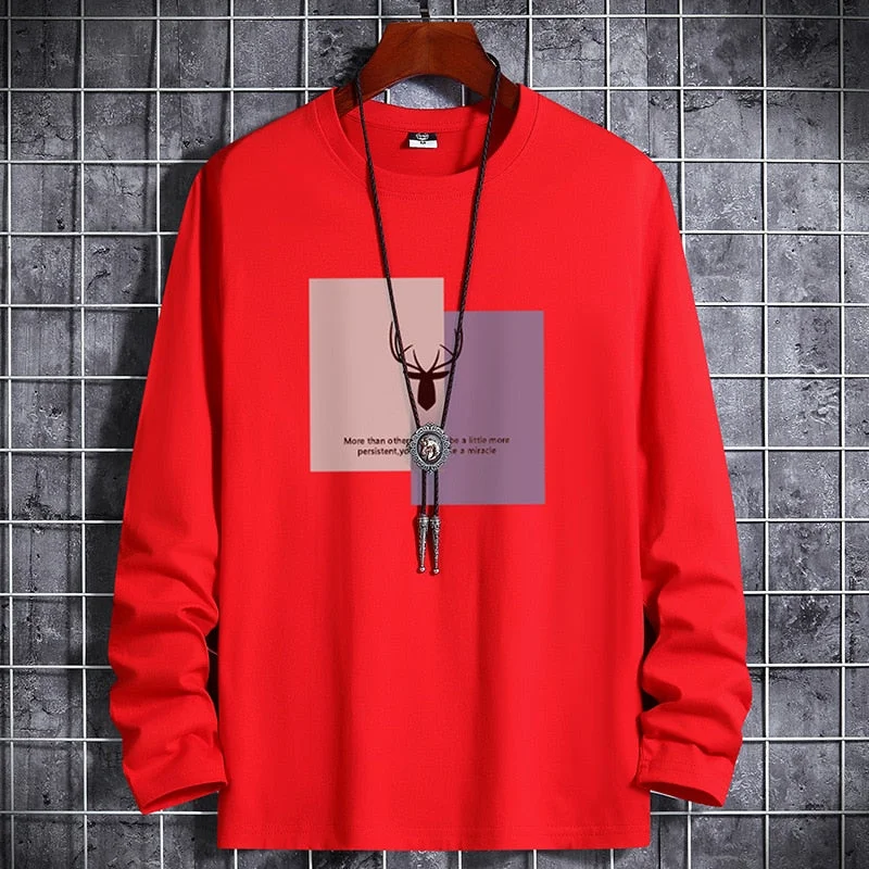 Long sleeve t-shirt men's Pure Cotton autumn and winter new fashion brand T-shirt bottom Shirt Large Men's T-shirt autumn top