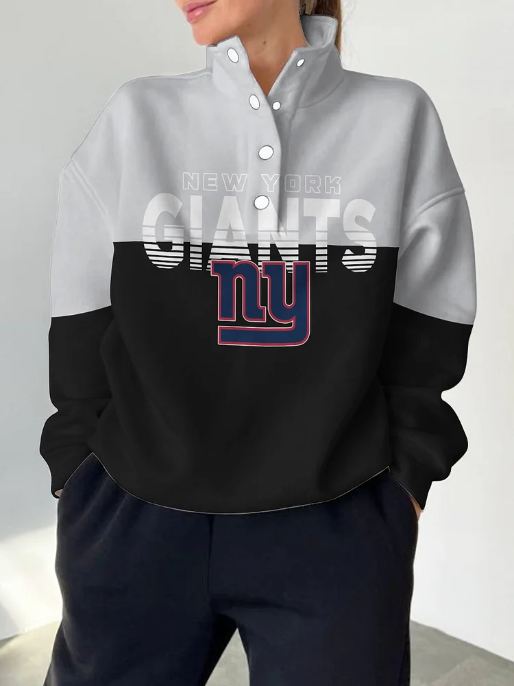 New York Giants 2025 New Design Casual Snap  Mockneck Pullover