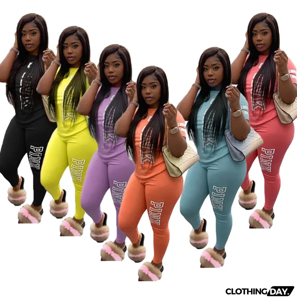 Summer Print Two Piece Jogger Pants Set