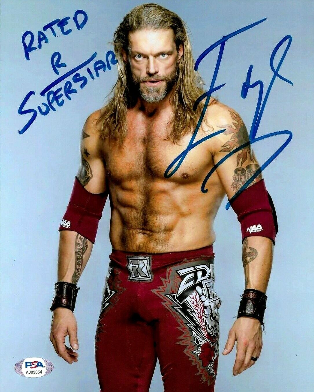 WWE EDGE HAND SIGNED RATED R SUPERSTAR INSCRIBED 8X10 Photo Poster painting WITH PSA DNA COA 7