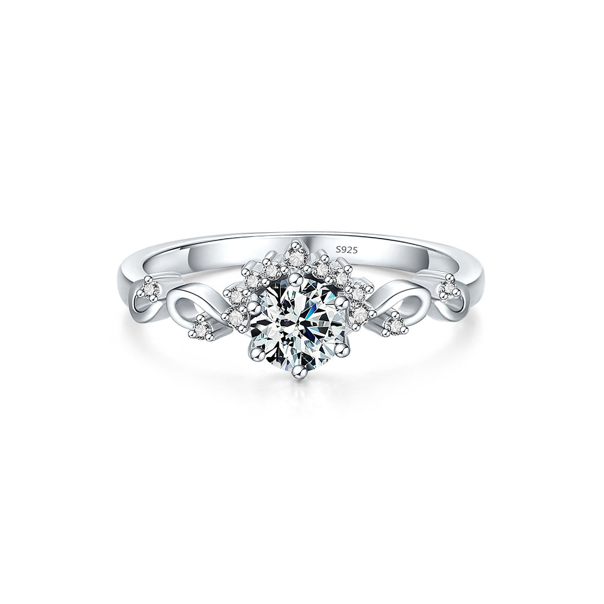 MIKAMU S925 Sterling Silver Fashion Luxury Diamond Ring