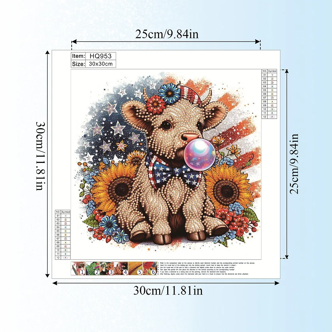 Diamond Painting - Partial Special Shaped Drill - Independence Day Sunflower Yak(Canvas|30x30cm)