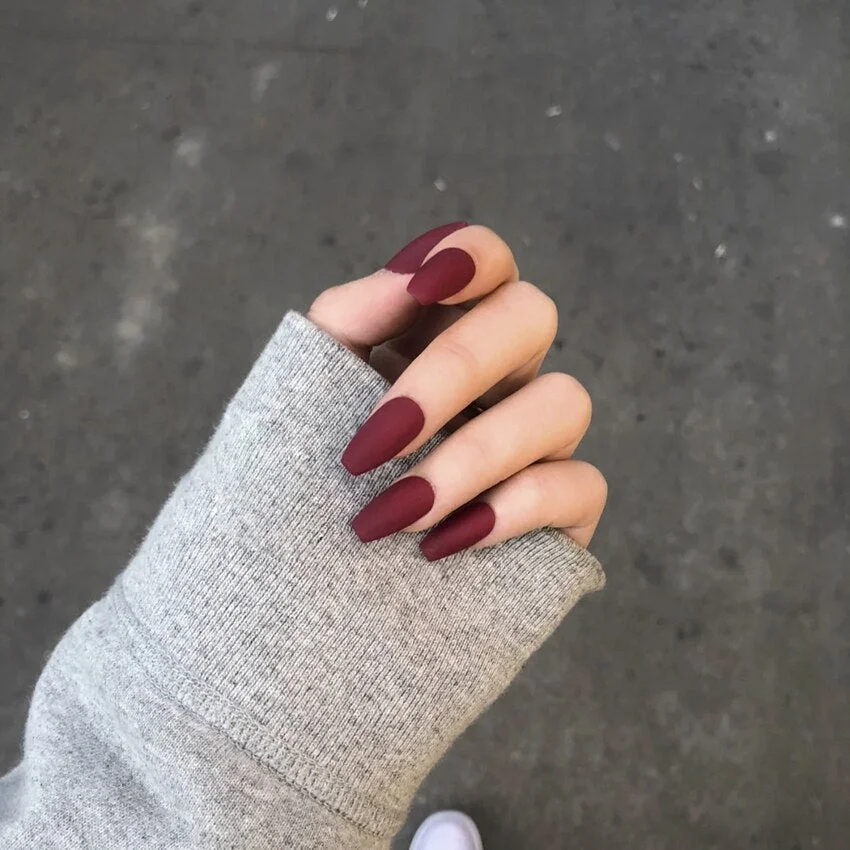 24Pcs ABS Matte Red Black White False nails with Nail extension Fingernails fake nail supplies for professionals nail salon-Nail Inspo