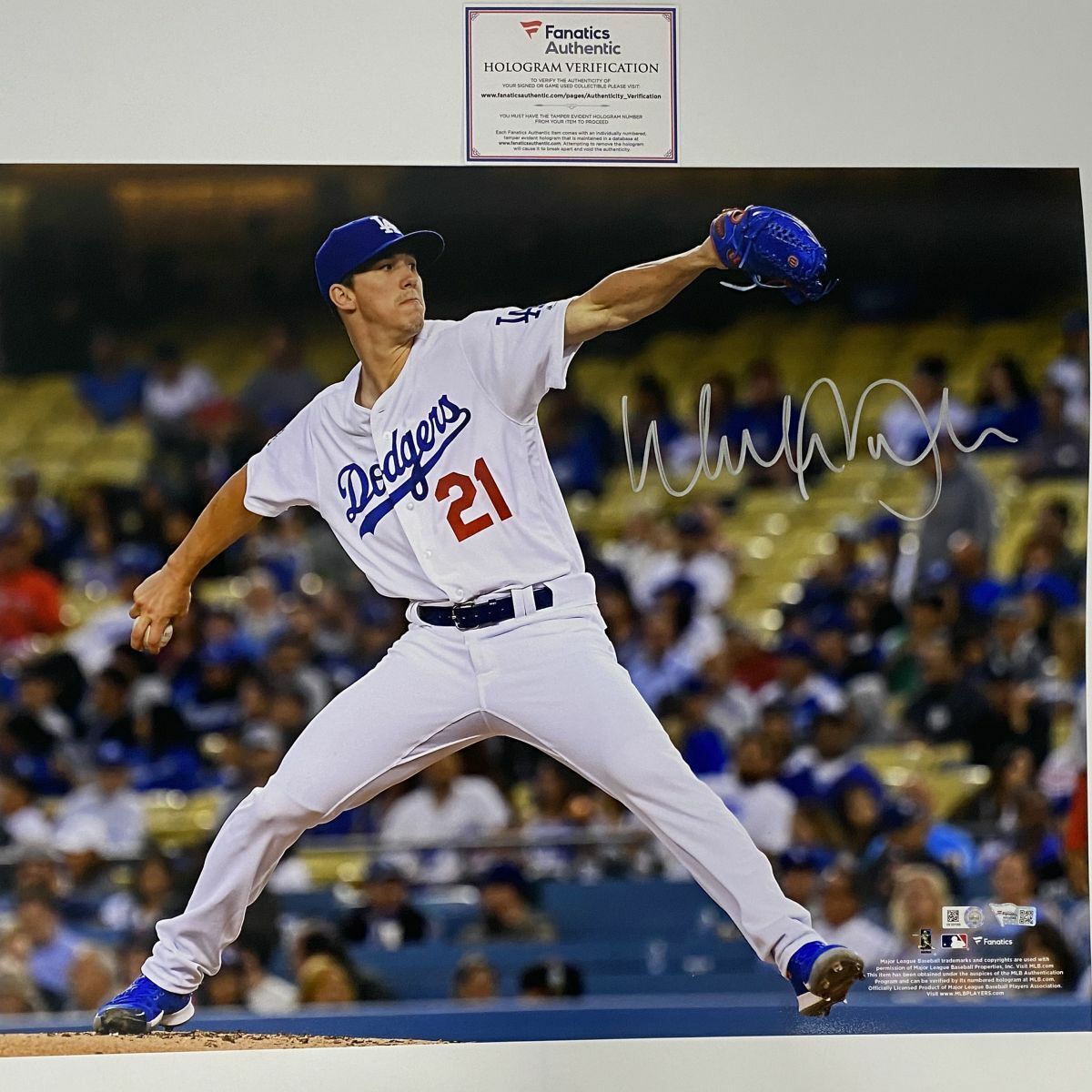 Autographed/Signed WALKER BUEHLER Los Angeles Dodgers 16x20 Photo Poster painting Fanatics COA