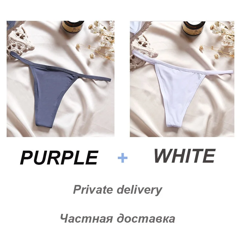 2PCS/Set Sexy Women G-String Underwear Panties Low Waist Panties Female Underpants Cotton Crotch T-back Pantys Thong Lingerie