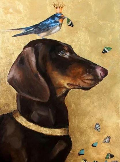 

Dachshund Dog and Bird – Paint By Numbers - 40*50CM, 501 Original