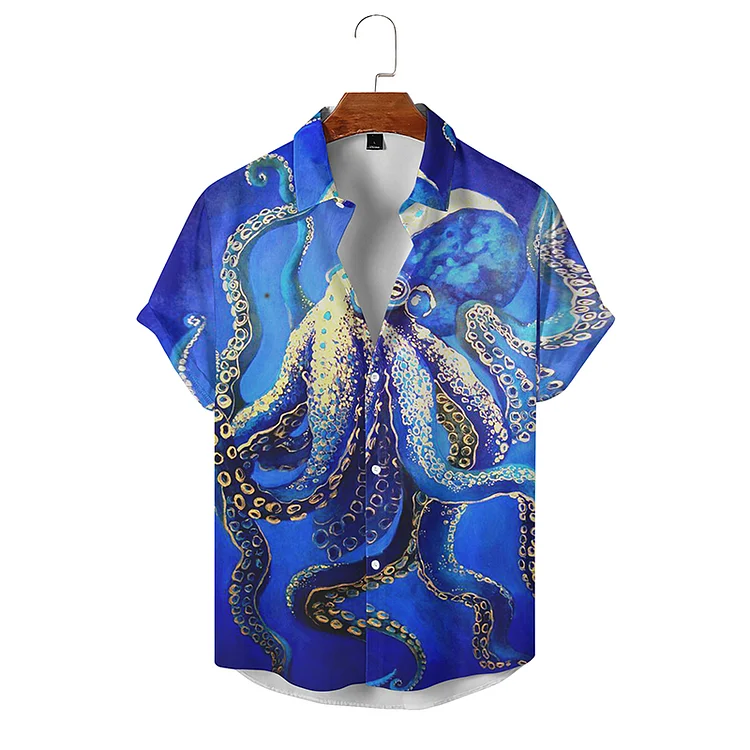BrosWear Hawaiian Octopus Short Sleeve Shirt