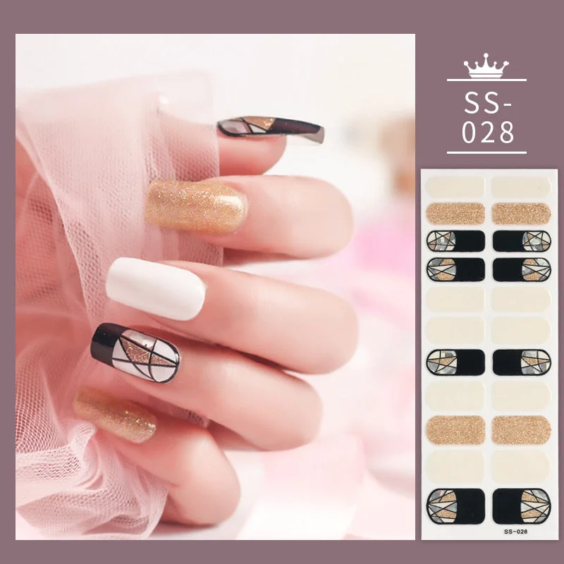 22Tips Colorful Nail Stickers Nail Accesoires Full Cover Stickers for Nails Self Adhesive Nail Art Nails Sticker Designer Shiny