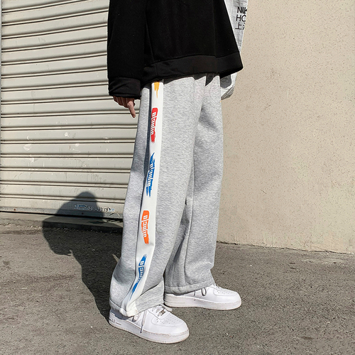 Men Casual Pants Letter Printed Leisure Loose Oversize Harajuku Sweatpants Streetwear Ulzzang Retro Chic Joggers Ankle-tied Cozy