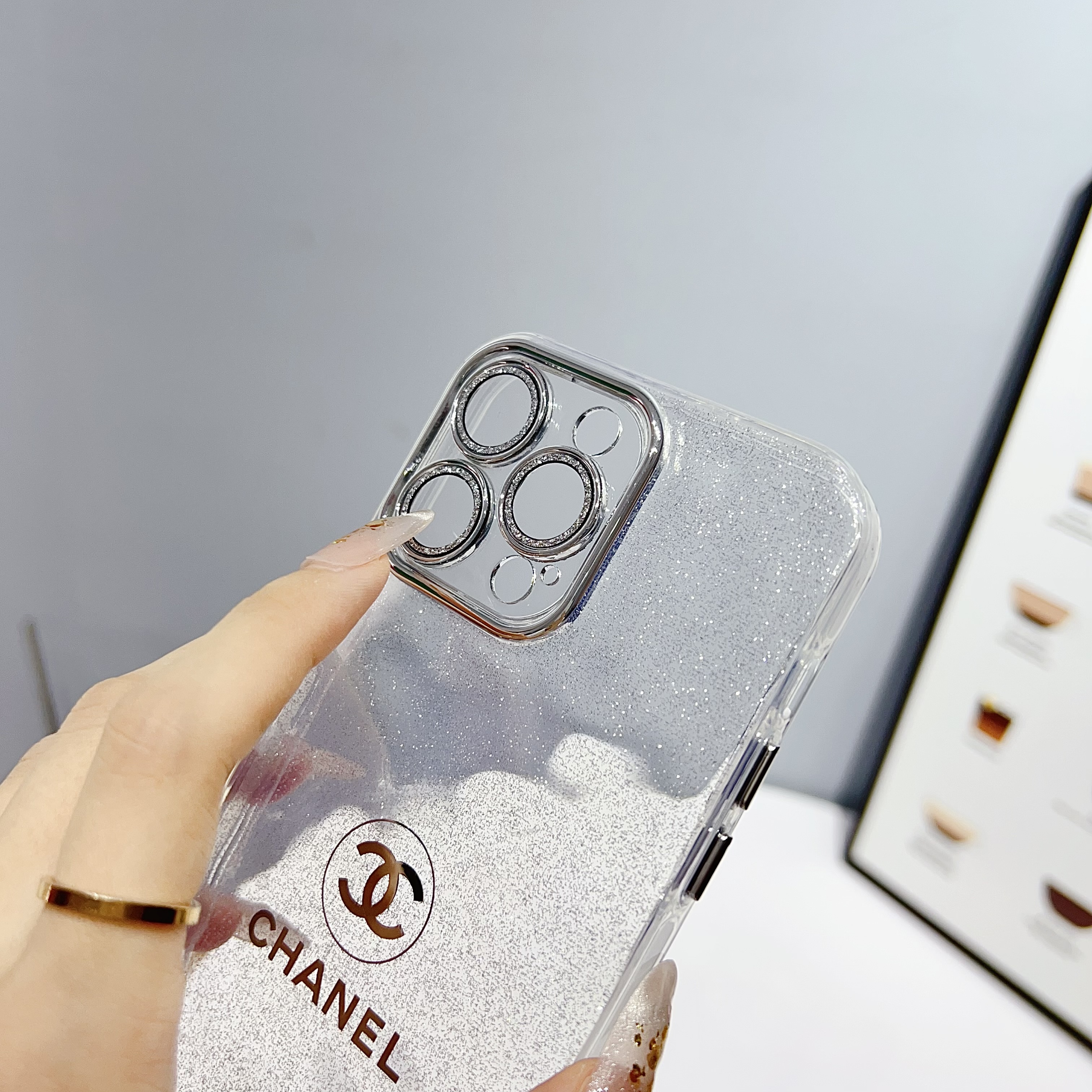 Chanel Exquisite Electroplated Glitter Transparent TPU Apple iPhone Case