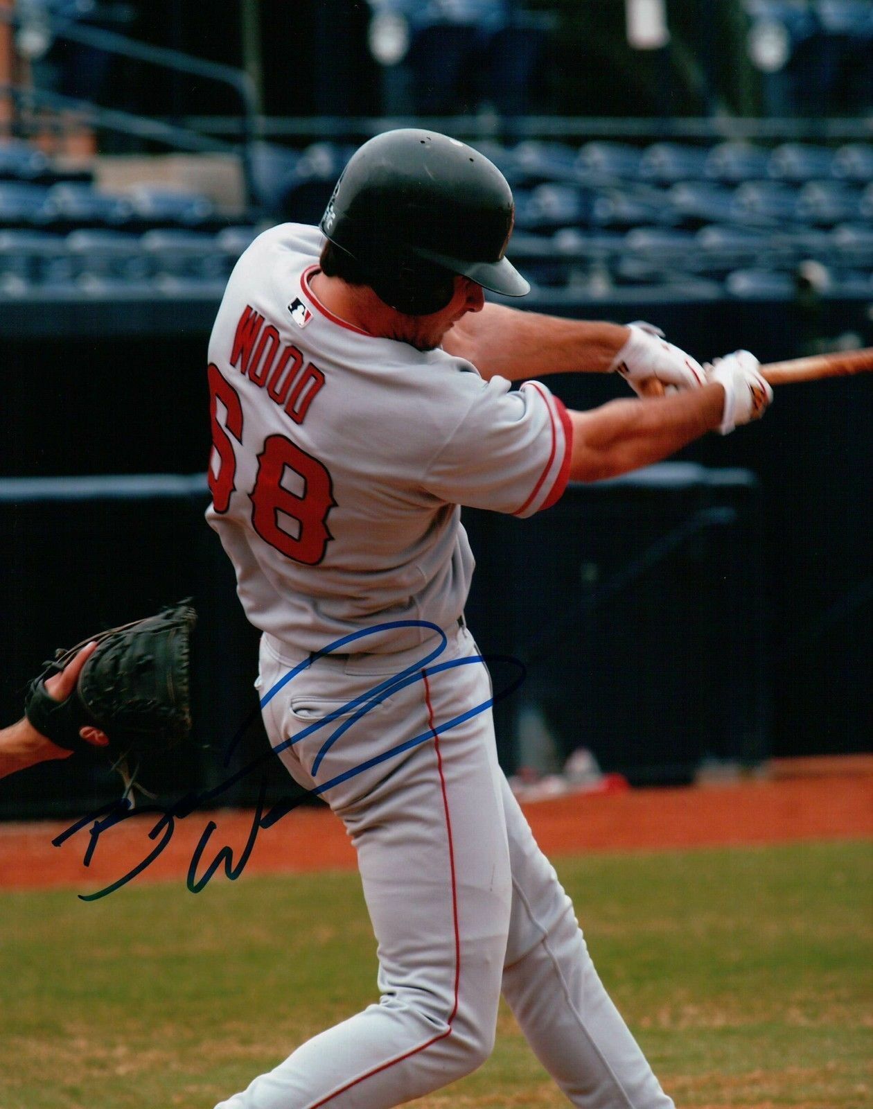 Brandon Wood Signed 8X10 Photo Poster painting Autograph Anaheim Angels Swinging Auto w/COA