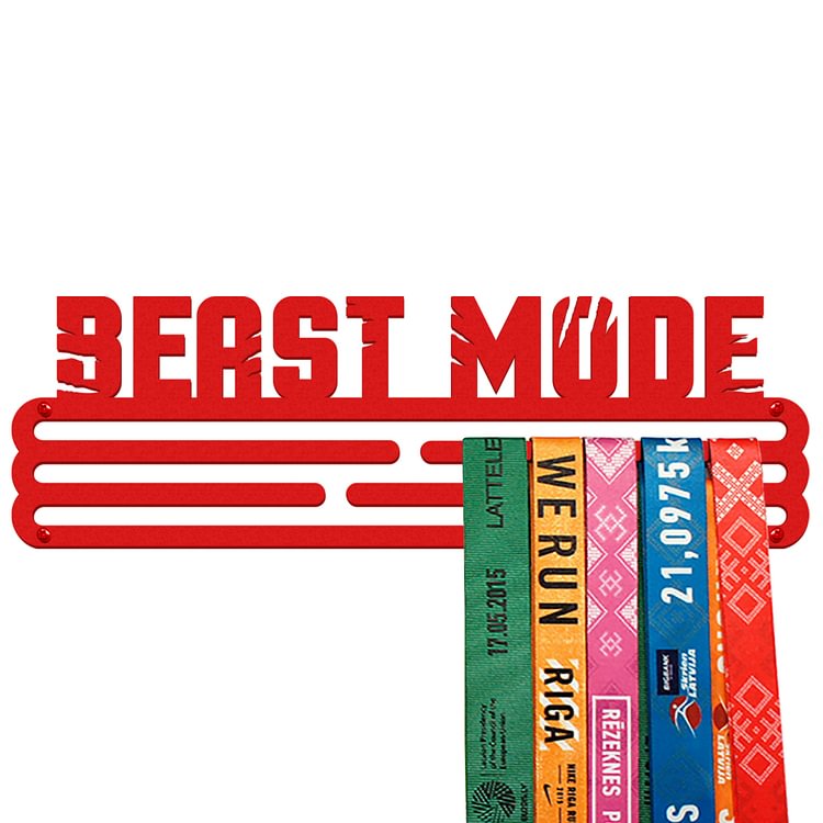BEAST MODE Medal Hanger Display – Powder coated (matte red) – Medium / 300mm / 30 Medals