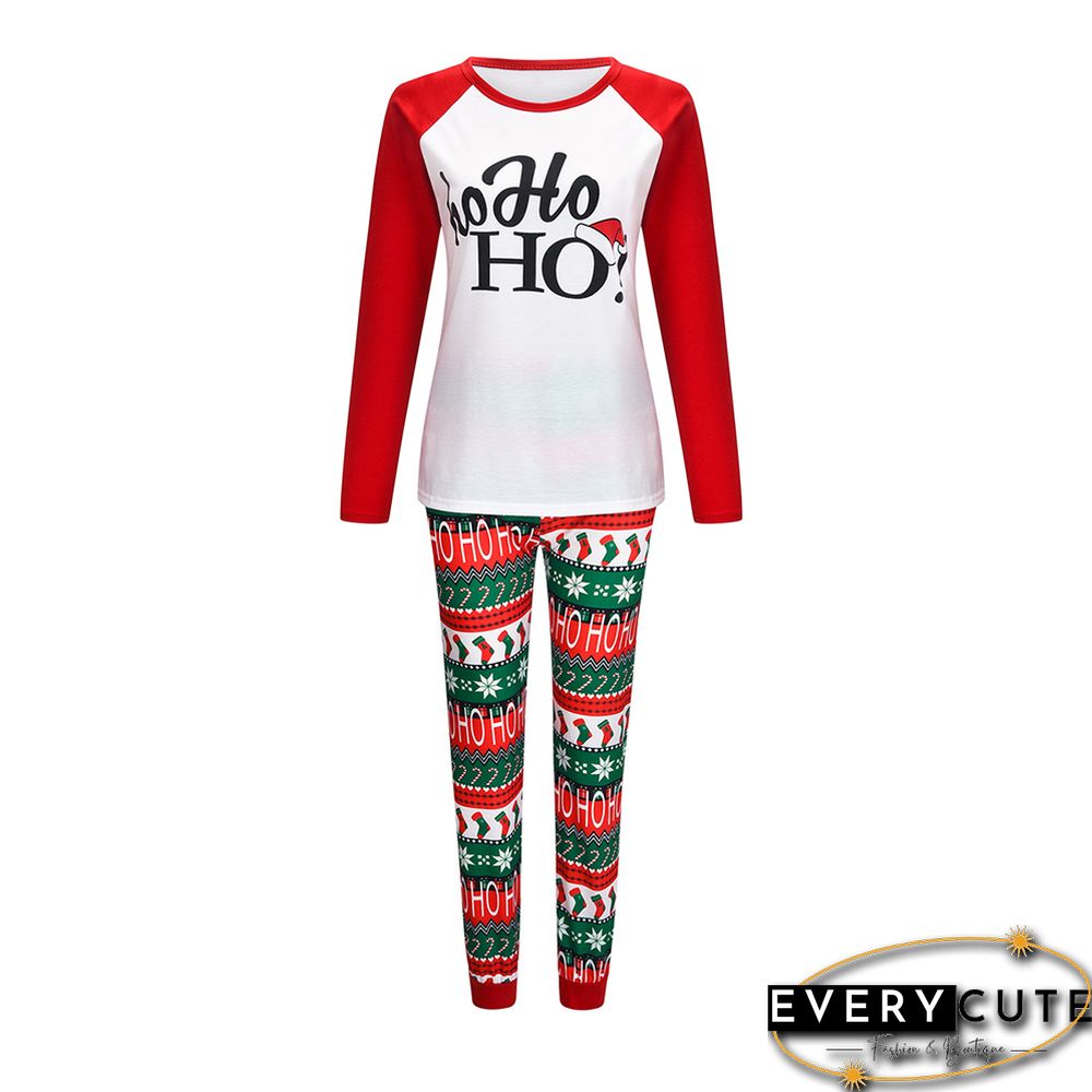 Red Christmas Letter Print Mom Loungewear