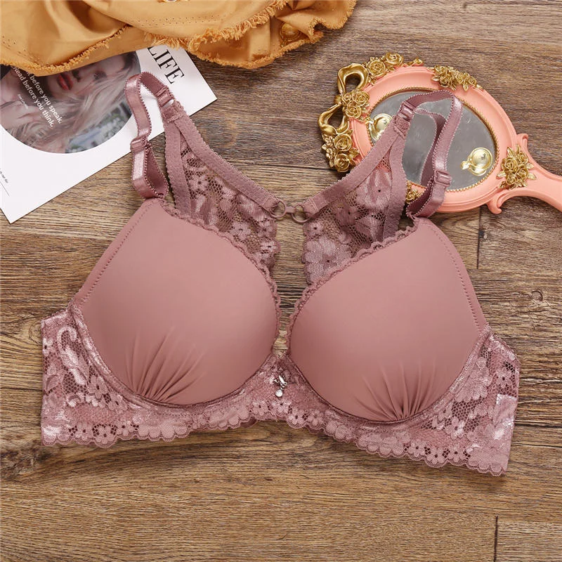 Back Beauty Sexy Push Up Bra for Women Lace Bralette Beauty Back Brassiere Underwire Bras Female Lingerie Underwear Big C/D Cup