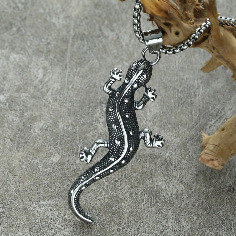 Hip-Hop Retro Lizard Titanium Steel Plating 18K Gold Plated Men's