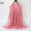 Pleated Linen Cotton Scarf Woolen Edge Women Hijab Shawl