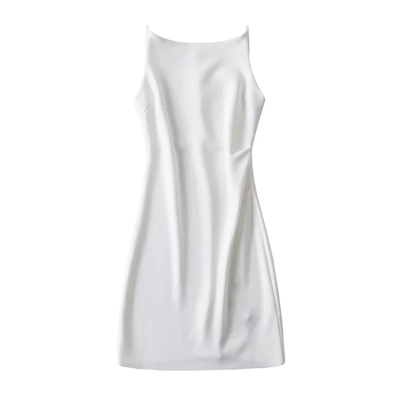 Ueong Spring New Style Spice Girl Style Shoulder Pleated Solid Color Dress Sexy Suspender Hip Skirt Woman