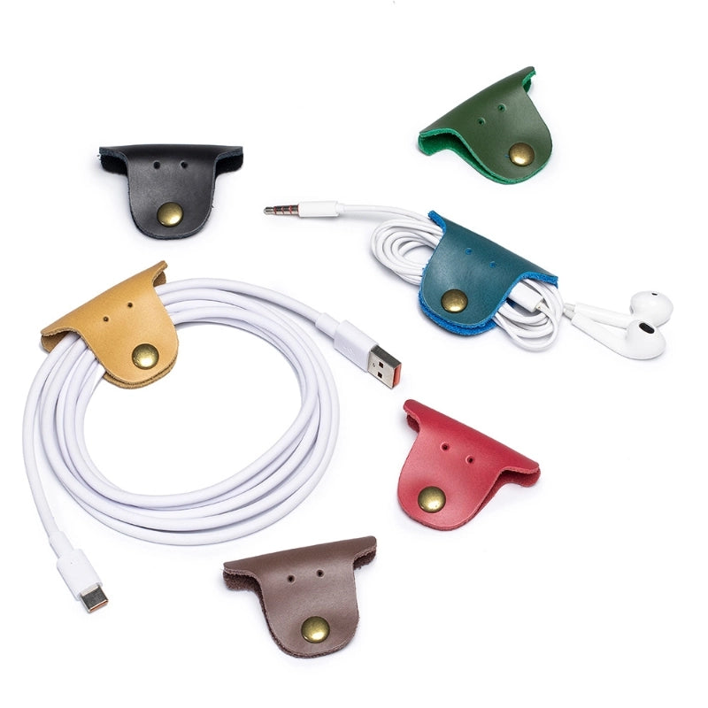Leather Data Cable Headset Reel Small Cute Desktop Cord Manager Small Digital Accessories Binding Wire Cable Winder
