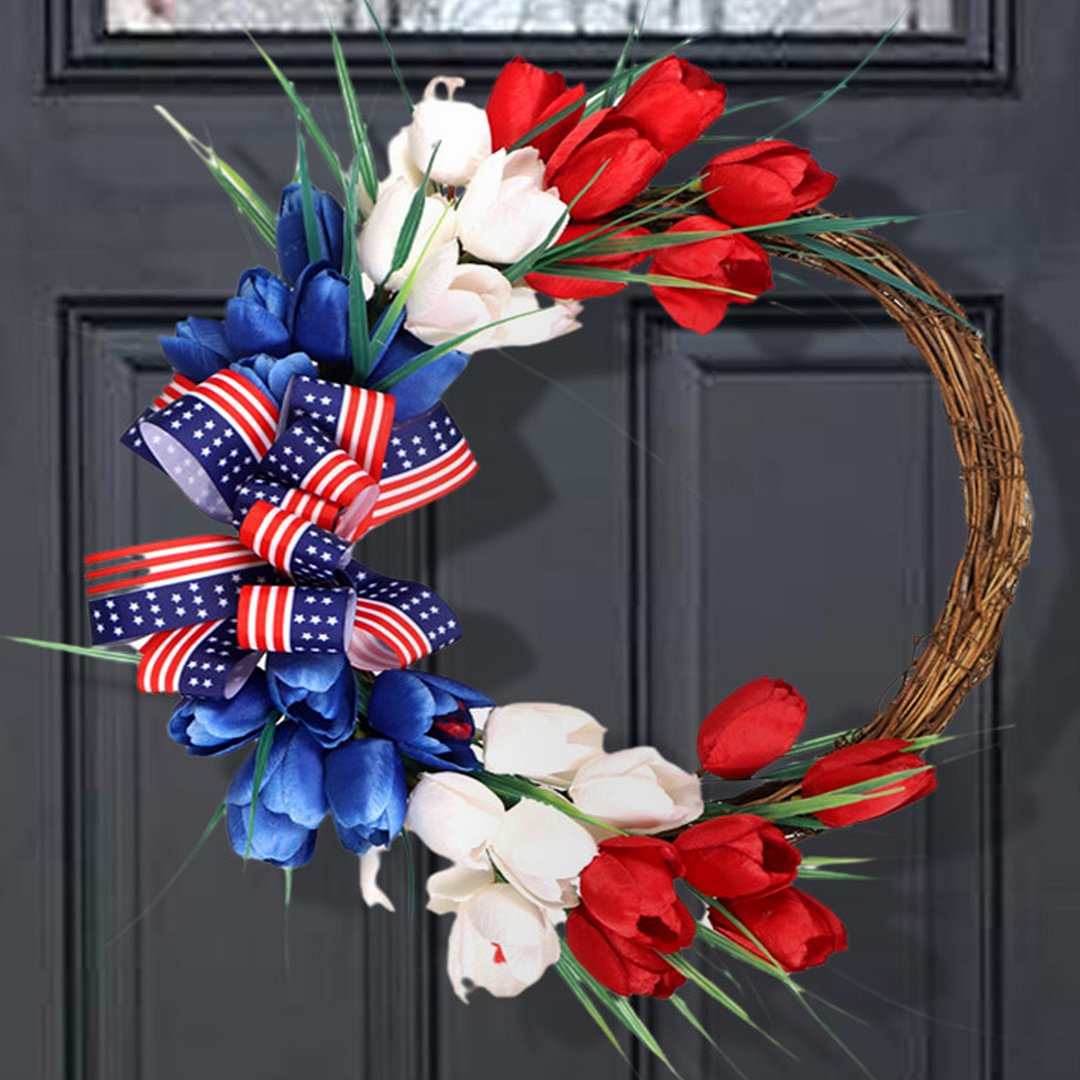 Independence Day Tulips Wreath Patriotic Wreath 