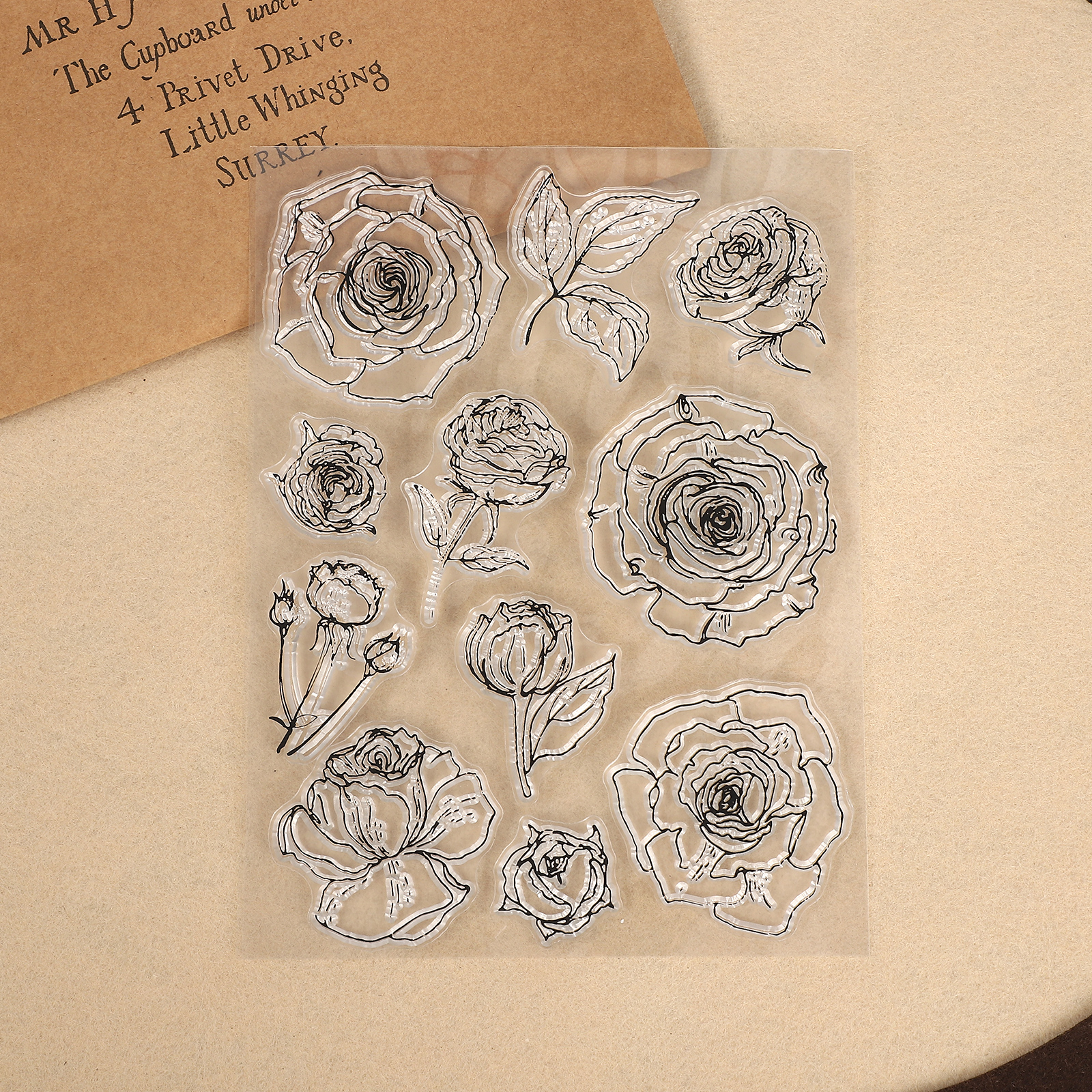 실리콘 스탬프 - 빈티지 카멜리아 꽃 투명