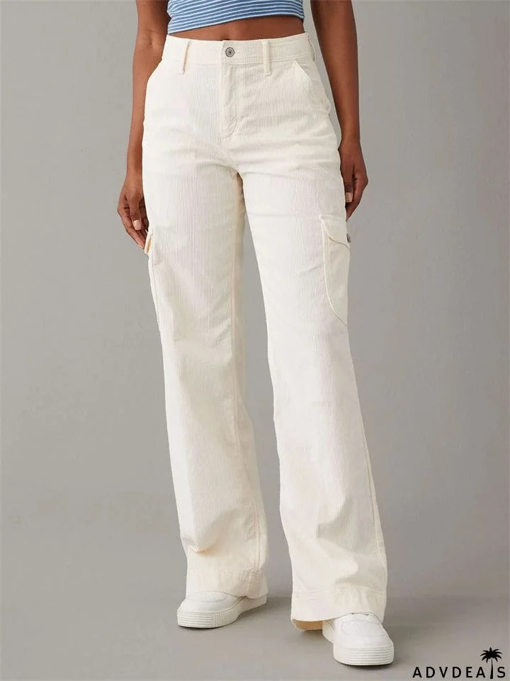 Women's Straight Leg Corduroy Pants for Autumn